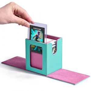 ZLCA MTG Bo&icirc;te de rangement pour cartes de baseball avec fen&ecirc;tre Magic Commander, peut contenir 100 jeux doubles de cartes &agrave; collectionner, convient pour ccg/edh (turquoise et rose) (k&yacute;ronas s2pply, neuf)