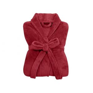 npluseins Peignoir pour femme et peignoir pour homme - En polaire douillette avec col châle - Peignoir de sauna pour femme, bordeaux, XXL (Varento, neuf)