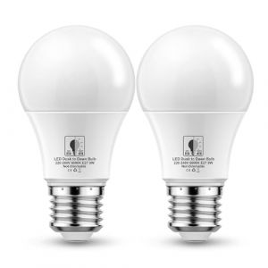 EvaStary Ampoule LED Crepusculaire E27, 9W LED Lampe &agrave; Capteur Cr&eacute;pusculaire, &eacute;quivalent &agrave; 60W, Blanc Froid 6000K, pour porche, jardin, terrasse, Non Dimmable, Lot de 2 (MaLESAC, neuf)