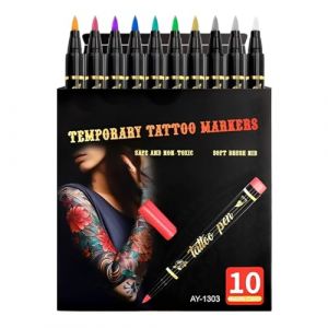 Lot de 10 marqueurs pour art corporel - Lavables - Lot de 10 stylos de peinture &agrave; extr&eacute;mit&eacute; unique - Kit cr&eacute;atif pour f&ecirc;te costum&eacute;e, carnaval, s&eacute;ance photo (yichengxianjiuzhongxinxikejiyouxiangongsi, neuf)