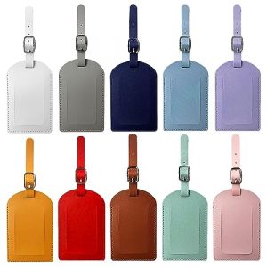 10 Pcs Etiquette Valise, Etiquette Bagage En Pu Cuir, Etiquette Valise Voyage Avion, Etiquettes À Bagage, Étiquette Bagage, Étiquette Valise, Etiquette Bagage Valise, Porte Etiquette Valise (REACHING STAR UK, neuf)