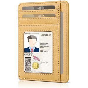 Teskyer Portefeuille Femme, Porte Carte Bancaire, Porte Cartes de Credit, Petit Portefeuille Femme, Protection RFID, Similicuir, Design Minimaliste, Jaune (Shamall EU, neuf)