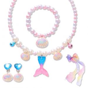 6 Pi&egrave;ces Ensemble de Bijoux Sir&egrave;ne pour Filles, Fille Mermaid Bandeau Collier Bracelet Bague Boucle d'oreille Set, pour Enfants Filles Cadeau D'Anniversaire de F&ecirc;te (zhangjinchengouzhoudianpu, neuf)