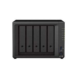 Synology DiskStation NAS DS1522+ DiskStation NAS AMD Ryzen R1600 8 Go RAM 4 x RJ-45 1 GbE avec 5 disques durs WD Red Plus 14 To (CyberTech_Lippetal, neuf)