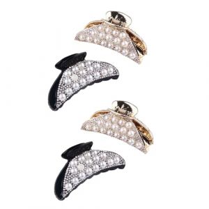 ELAYARD Lot De 4 Pinces &agrave; Cheveux Grandes En Perles Et Strass Pour Femmes, Tenue Forte, Pour Cheveux &Eacute;pais Et Fins, Accessoires Coiffure F&ecirc;te Et Usage Quotidien, Couleurs Jaune Et Noir (Heyyii, neuf)