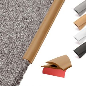 Profil&eacute; de transition flexible en PVC autocollant - Bord pour tapis et sol - Barre de transition d&eacute;coupable de tapis &agrave; carrelage, sol en vinyle, stratifi&eacute;, plinthe de finition (marron, 3M) (HengRongSh-EU, neuf)
