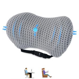 Aipwerer Coussin Lombaire Voiture,Oreiller de Soutien Lombaire pour Chaise de Bureau et Siège de Voiture,Coussin de Dossier avec Sangle Réglable,pour Maison,Bureau,Voiture (Gris) (SZKYDGS, neuf)