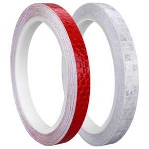 Prasacco 2 rouleaux de ruban r&eacute;fl&eacute;chissant autocollant, 10 mm x 8 m, autocollants r&eacute;fl&eacute;chissants, ruban adh&eacute;sif r&eacute;fl&eacute;chissant imperm&eacute;able, ruban de signalisation pour la route, v&eacute;los, casques, motos (forest dance, neuf)