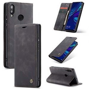 Cracedily Coque pour Huawei P Smart 2019 / Honor 10 Lite Pochette, Etui Protection Housse Premium en Cuir PU, Etui à Rabat Pochette de Portefeuille Étui Huawei P Smart 2019 Case, Noir (Cracedily, neuf)