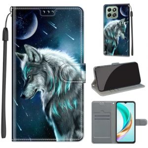SIENIANLINE Coque pour Honor X6a / X6b / X6c Coque [Housse en Cuir PU Premium] [Etui &agrave; Rabat] [Pochette de Portefeuille], &Eacute;tui de Protection pour Honor X6b -Loup (DIKAS, neuf)
