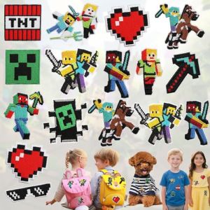 Zeaying 16 Pi&egrave;ces Ecusson Thermocollant Enfant Jeux, Jeux vid&eacute;o Patch Thermocollant Vetement, Patch Thermocollant Enfant Voiture Dessin Anim&eacute; DIY, Pour V&ecirc;tements T-Shirt Jeans Sacs Adultes et Enfants (Zaeying, neuf)