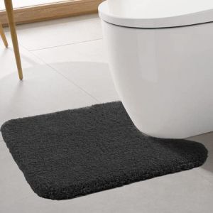 Tapis Contour WC Extra Epais Tapis de Toilette WC Antid&eacute;rapant Tapis WC Absorbant Tapis Salle de Bain Super Doux en Microfibre Lavable en Machine 50 x 60cm, Noir (ROLIZOE FR, neuf)