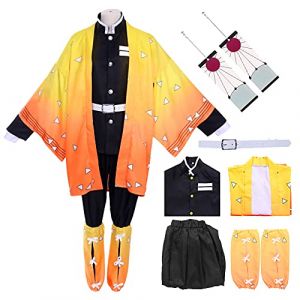 Alaiyaky Zenitsu Costume de cosplay complet Zenitsu Kimono Halloween Cosplay Anime Tenue Adulte Manteau Costume (Large, Cosplay 3) (Airsharing, neuf)
