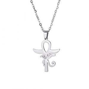 LIKGREAT Collier Ankh Collier Croix Égyptienne Ancienne Collier Ankh Œil d'Horus Charme Bonne Chance Amulette Protection Bijoux en Acier Inoxydable pour Hommes Femmes (s-1) (likgreat, neuf)