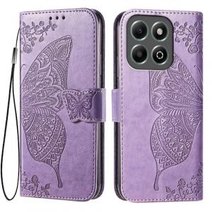 EASSGU Coque pour Honor 200 Smart/Honor X7C (6.8" inches) Etui Flip Magn&eacute;tique avec 3 Fentes pour Cartes 1 Portefeuille, Housse - Violet Clair (EASSGU, neuf)