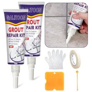 Kit de Réparation de Joints de Carrelage, Lot de 2 Réparations de Joints de Carrelage, Réparation de Joints de Carrelage à Séchage dans la Salle de Bain, Restauration (Gris, 2) (Joyhomer, neuf)