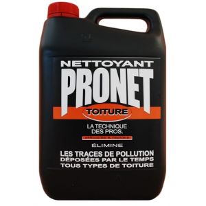 PRONET - Nettoyant Toiture - Nettoie et détache Tous Types de toitures - Elimine Les salissures, mousses, lichens et dépots Verts - Prêt à l'emploi - Action Rapide - avec rinçage - 5 L (Modern Droguerie, neuf)
