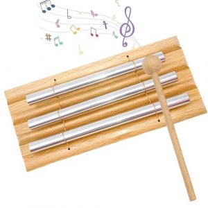 Nzkeuf Carillons de Percussion, Carillon &Eacute;nerg&eacute;tique et Instrument de Percussion, Energy Chime &agrave; 3 Tons avec Maillet Carillon, Energy Carillon en Bois Pour Pri&egrave;re Yoga Gu&eacute;rison, &Eacute;ducation Pr&eacute;coce (rui da ling shou, neuf)
