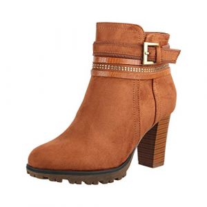 Elara Bottines Femmes Bottes à Cheville Chunkyrayan 2018 C292-1-Camel-40 (Elara-Shop Preise inkl. MwSt, neuf)