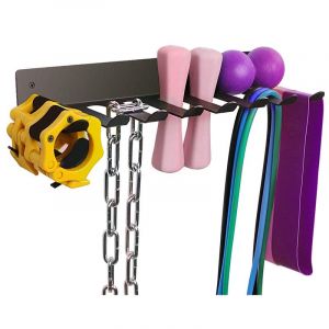 &Eacute;tag&egrave;re de rangement polyvalente pour &eacute;quipement de fitness - Support robuste pour halt&egrave;res - &Eacute;tag&egrave;re de rangement murale avec crochets pour la salle de sport &agrave; domicile (noir) (JUMINEUK, neuf)