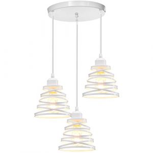 iDEGU 3 Lumières Suspension Luminaire Rétro Créatif Lustre Plafonnier de Design à Spirale en Cascade Vintage Métal E27 Lampe Suspension Industrielle pour Salon Salle à Manger, 15cm (3 Lampes Blanc A) (IDEGU, neuf)