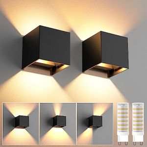 HaoDrisk 2 Pack Applique Mural avec Ampoule LED G9 Remplaçable Lampe Murale Interieur/Exterieur Angle de Faisceau Réglable Appliques Murales lampe murale étanche IP65 Blanc chaud Classe énergétique E (lerywoja-US, occasion)