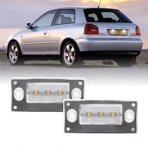 njssjd Lot de 2 feux de plaque d'immatriculation LED compatibles avec A.udi A3/S3 8L Facelift 2000-2003, A.udi A4/S4 B5 Facelift 1999-2001 Xénon Blanc (ShenShengJiDian, neuf)