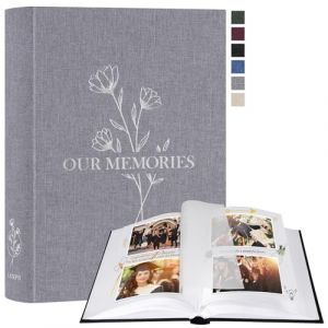 Lanpn Album Photo Scrapbooking, OUR MEMORIES Petit Lin DIY Album 100 Pages Blanches Avec S&eacute;parateurs de Cellophane, Pour Photos 9x13 10x15 13x18cm (Gris, 19x27 cm) (BILLIONRVL, neuf)