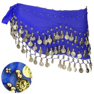 Butyeak Ceinture Danse Orientale Femme, Fille Foulard Danse du Ventre, Ceinture Danse Orientale, Foulard Danse du Ventre, Écharpes de Hanche de Danse du Ventre, Echarpe de Danse Orientale, Bleu Roi (JUNNING STORE, neuf)