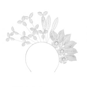 Serre-tête à fleurs et feuilles pour mariée - Élégant serre-tête de vigne - Pour mariage - Pour cérémonie (ZBIAOs, neuf)