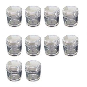 Lot de 10 r&eacute;cipients cosm&eacute;tiques de voyage portables avec 12 trous en plastique vide pour la distribution pr&eacute;cise du produit en plastique transparent en poudre (YUNNIYUEYANG Electronics, neuf)