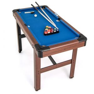HOMASIS Mini table de billard, avec 2 queues, 2 craies, 16 balles, triangle et brosse, billard de table pour bar et f&ecirc;te, jeu de billard pour enfants et adultes, 122 x 61 x 76 cm (bleu) (Homasis, neuf)