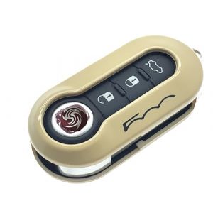 Nordecco - Coque pour cl&eacute; Fiat 500, 500C, 500L, Abarth, Grande Punto, Brava, Fiat Panda, Stilo, Linea, 3 boutons, couleur: beige (NORDECCO, neuf)