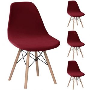 Housse de Chaise Scandinave en Velours Lot de 2 Housses de Chaise de Salle &agrave; Manger Extensibles Couverture Protection Chaises Scandinaves Lavable pour Cuisine Maison H&ocirc;tel Rose(Rouge de Vin,Lot de 4) (taiyuansuandashangmaoyouxiangongsi, neuf)