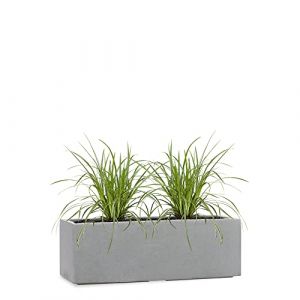 Pflanzwerk® Pot de Fleur Fibre de Verre Tub Gris 17x50x17cm *Jardinière antigel* *Protection UV* *Qualité européenne* (Pflanzwerk Deutschland GmbH, neuf)