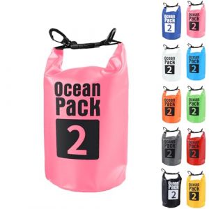 2L Sac étanche Polyvalent, 2L/5L/10L/15L/20L/30L Rose Rouge Waterproof Dry Bag avec Longue Bandoulière Réglable Sac à Dos Confort Imperméable pour Bateau/Kayak/Pêche/Rafting/Natation/Camping/Snowboard (MUDAMUDA Store, neuf)