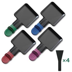Yoassi 4 Pcs Poêlons Raclette Carré à Revêtement Antiadhésif,Mini Coupelle Raclette avec Poignées Colorées Anti-brûlures pour Fromage Fondu Oeuf Frit,4 Pcs Spatules Raclette Passés au Lave-vaisselle (Gemaisi, neuf)