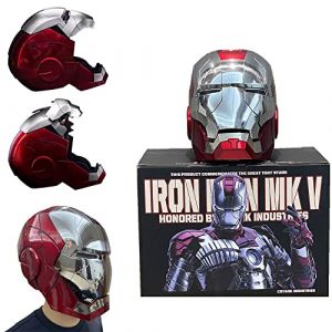 flydragon Marvel Legends Iron Man Mk5 Casque &eacute;lectronique 1: 1 Wearable English Voice Control Masque &agrave; Ouverture et Fermeture &eacute;lectriques avec capteur Tactile, Halloween Cosplay, Rouge, 30*20*20 (Vie intelligente fr, neuf)