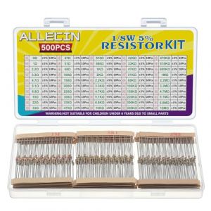 ALLECIN 50 Values 1/8W Résistances Electronique 0 Ohm à 10 M Ohm 1/8Watt Assortiment de Résistance à Film Carbone 1/8 W Resistance Tolérance 5% 1/8 Watt Resistor Resistances Électronique (500 pièces) (ALLECIN E.C. EU, neuf)
