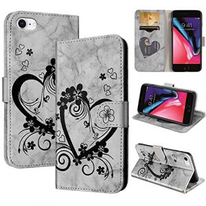 CASAFUNY Coque pour iPhone SE 2022/SE 2020, Housse Etui iPhone 8/7, Portefeuille Protection Housse avec Fermeture Magnétique Etui à Rabat pour iPhone SE 3/2 (modèle 2022/2020), iPhone 8/7, Noir (Wonderful Europe, neuf)