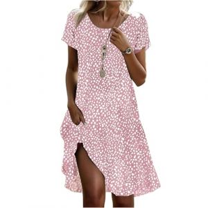 Générique Vente Flash, Grossesse Trapeze Tropicale Tenue Elegant Robe de Cocktail Femme Sexy Soiree Pas Cher Boheme Invité Fleurie Mi-Longue Fluide Robe de Mariée Courte L (QDKBWL, neuf)