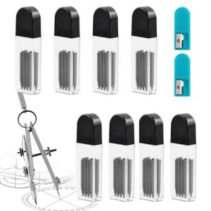 WAXKOP 8 Boîtes Mine Compas Maped, 200 Pièce Mine Compas 2mm Mine de Compas, Mines de Rechange pour Compas 2B avec 2 Taille-Crayon (LUXURY SPENDINGS, neuf)