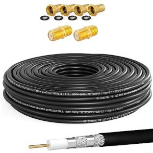 hb-digital Câble coaxial 15m SAT HQ135 PRO incl. 2X connecteur F + 4X connecteur F plaqué | Câble d'antenne satellite quadruple blindé pour systèmes DVB-S/S2 DVB-C/C2 DVB-T/T2 DAB+Radio BK (HB-DIGITAL, neuf)