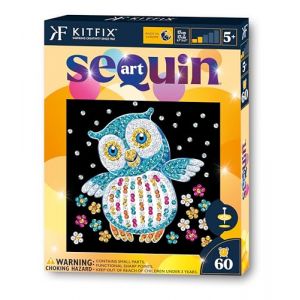 Kitfix - Sequin Art 60-20 x 20 cm- Chouette - Image à paillettes pour enfants - 20 x 20 cm - Activité manuelle de 60 min - Kit de création pour enfants à partir de 5 ans - 2016 (Kitfix, neuf)