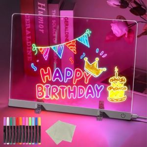 M&eacute;mo,Message Board 35x25CM,Tableau d'Affichage LED,Lumineuse Message,Acrylique Lumineuse Message LED,Tableau Lumineux en Acrylique,Contr&ocirc;le Tactile,pour Bureau,&Eacute;cole,Maison,Caf&eacute; (CHENBOOW, neuf)