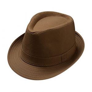 Generic Homme Chapeau Fedora en Feutre de Laine à Large Bord Chapeau Panama Vintage Chapeau en Feutre à Large Bord Marron Outbacks Taille Unique pour Hommes (hoarse-NU, neuf)