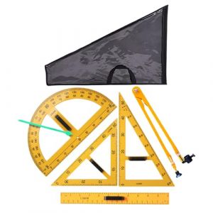 LOVIVER R&egrave;gles de g&eacute;om&eacute;trie math&eacute;matique r&egrave;gles d'enseignement multifonctions boussole grande taille avec sac de rangement pour tableau blanc tableau noir, 5 pi&egrave;ces (LOVIVER FR, neuf)