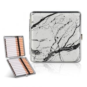 Kytpyi Etui Cigarette, Boite a Cigarette Motif Marbr&eacute; Cuir R&eacute;sistant &agrave; l'humidit&eacute; Portable pour 20 Cigarettes Minces, pour Vie Quotidienne, Activit&eacute; Commerciale etc (Argent) (Kuomoo, neuf)