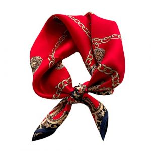 Aufeel Petit foulard carrée 100 % pure soie de mûrier pour femme, Foulard en soie, 53 x 53 cm, Rouge passion, Small (guohuigeibaihuodian, neuf)