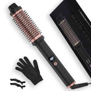 Aischens Brosse Thermique 38mm, Brosse Ronde Chauffante avec Écran LCD 120–200°C, Brosse Électrique Cheveux Bouclés, Brosse Lissante pour Cheveux Electrique Professionelle, Peigne Chauffant Cheveux-or (Ixitzeroz OU, neuf)